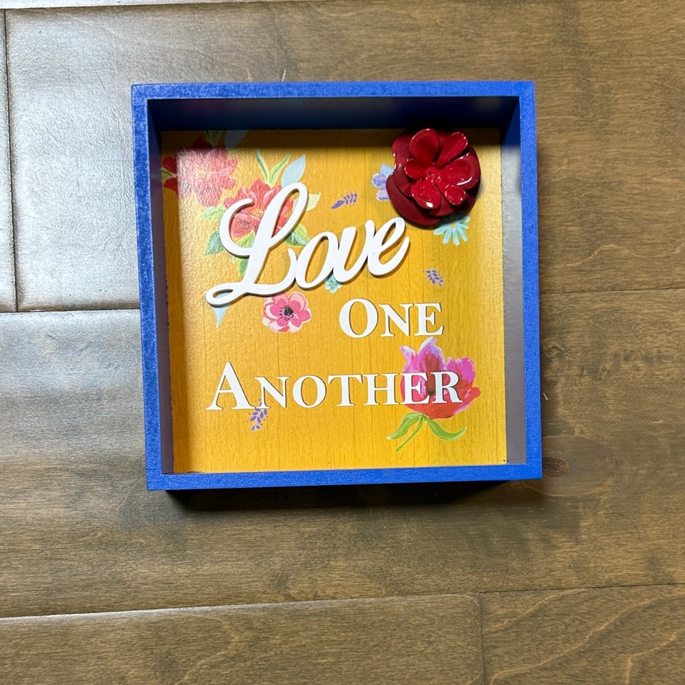 Pioneer Woman Blue and Yellow 'Love One Another' Wall Accent